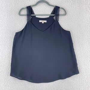 LOFT Solid Gray Lave‎ V-Neck Cami Tank Top Womens Pullover Lightweight Size LP